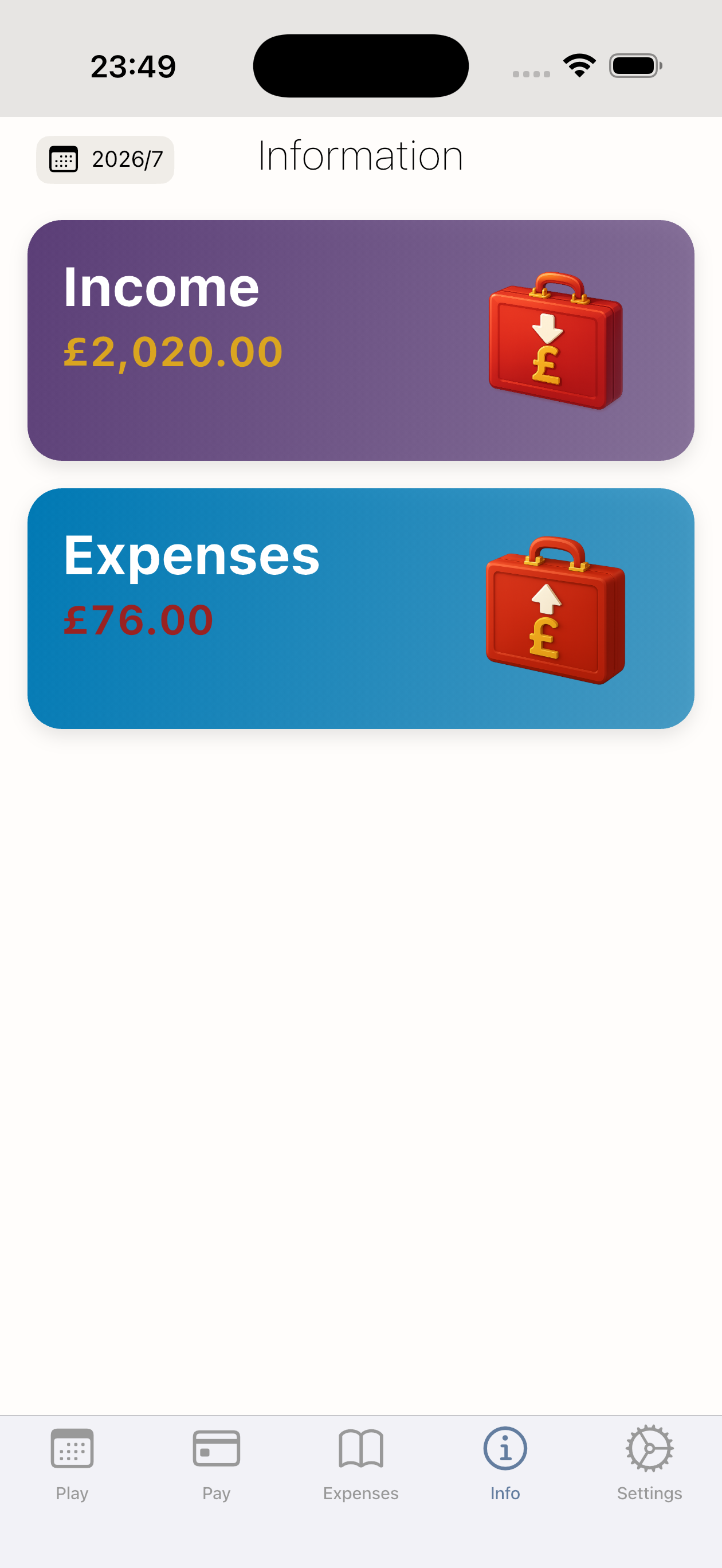 Info tab screenshot showing deadlines, summaries, and guidance in PlayPay.